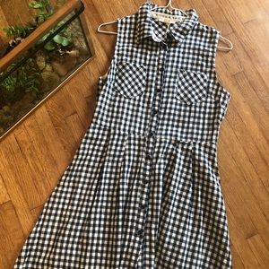 Hem & Thread Sleeveless Gingham Dress, Navy Blue S 💙